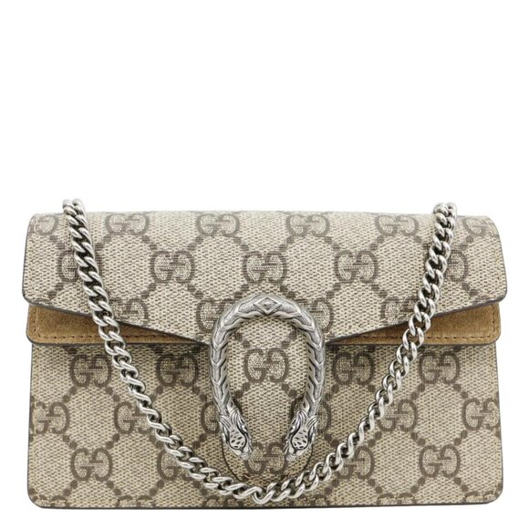 Gucci  Dionysus Super Mini GG Supreme Canvas Crossbody Bag Taupe 476432 - Picture 1 of 15